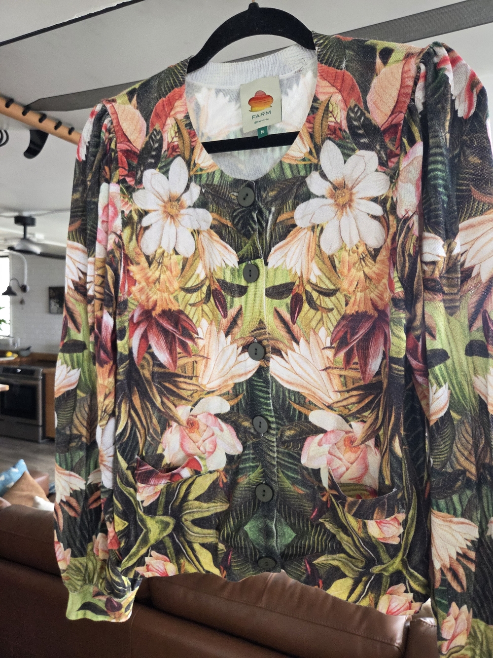 FARM Rio Green Multi Floral Button-Front Cardigan - Picture 6 of 7